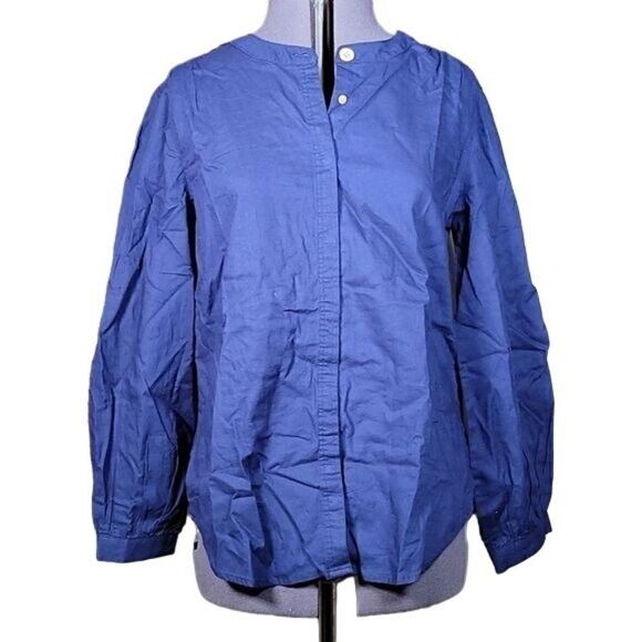 NWOT Denim & Co. Naturals Linen Blend Button-Front Top Sz M - Picture 1 of 12